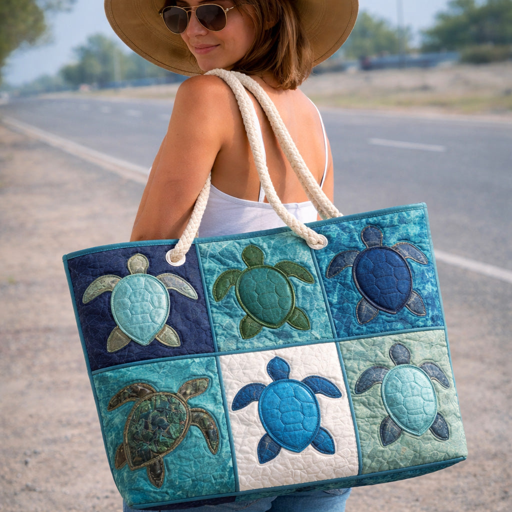 Handcrafted Beach Bag | Blue Turtle