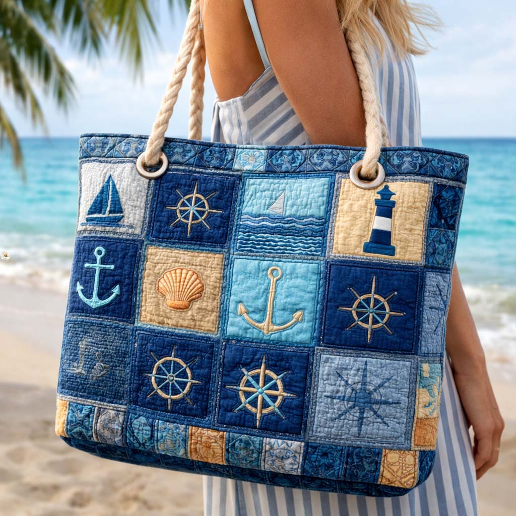 Handcrafted Beach Bag | Blue Nautical