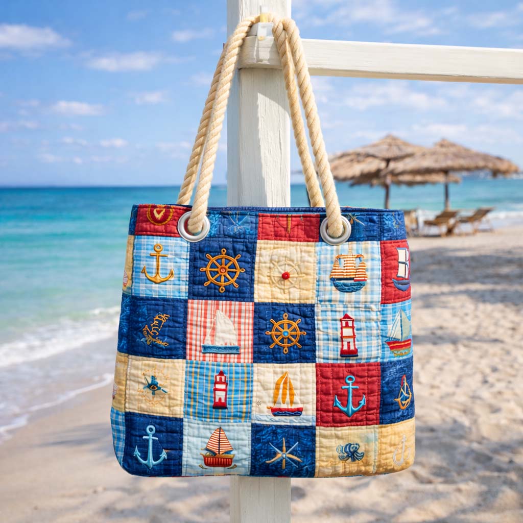 Handcrafted Beach Bag | Marine Patchwork