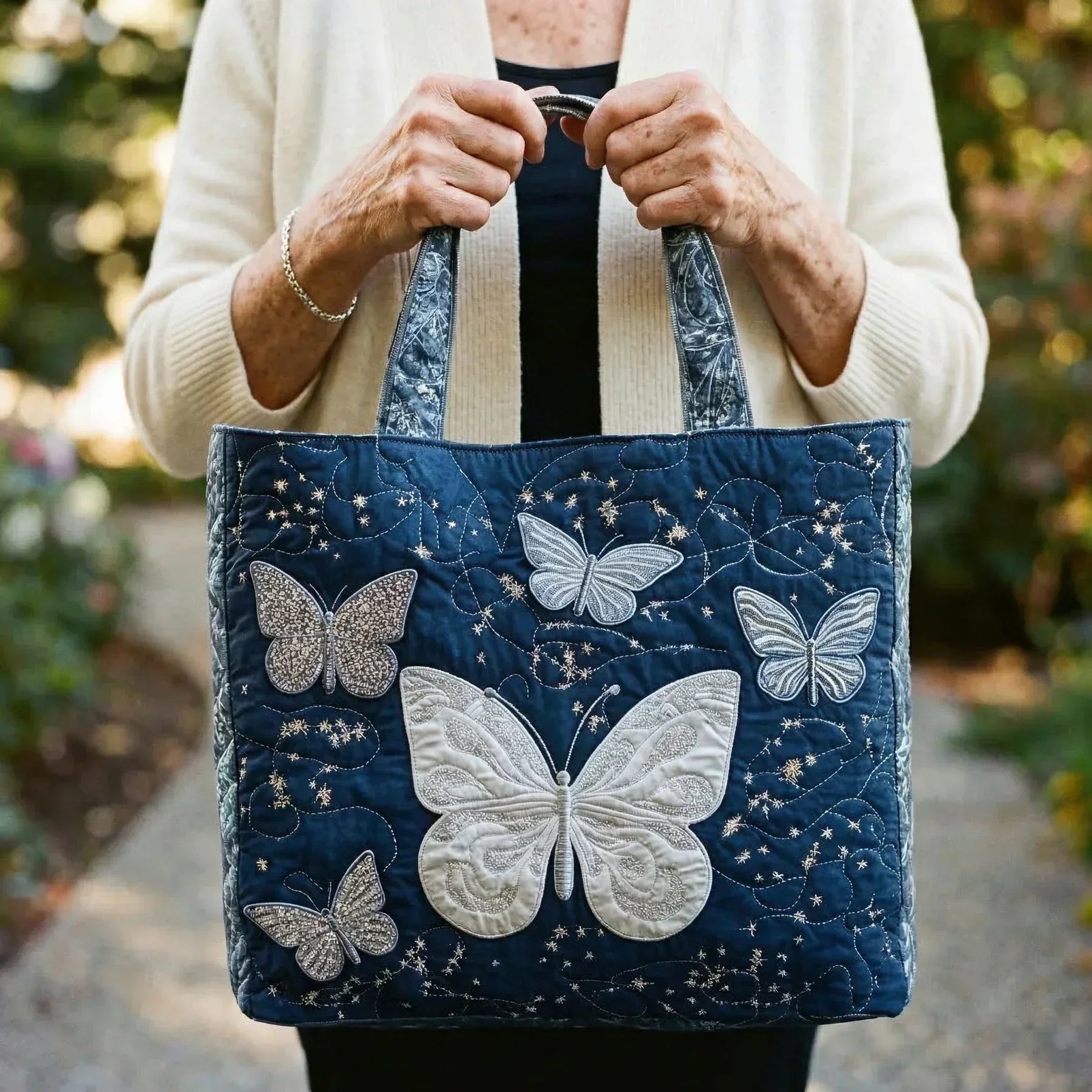 Handcrafted Bag | Silver Butterfly
