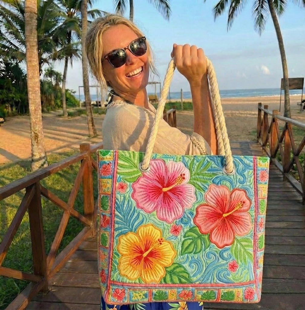 Handcrafted Beach Bag | Tropical Bloom